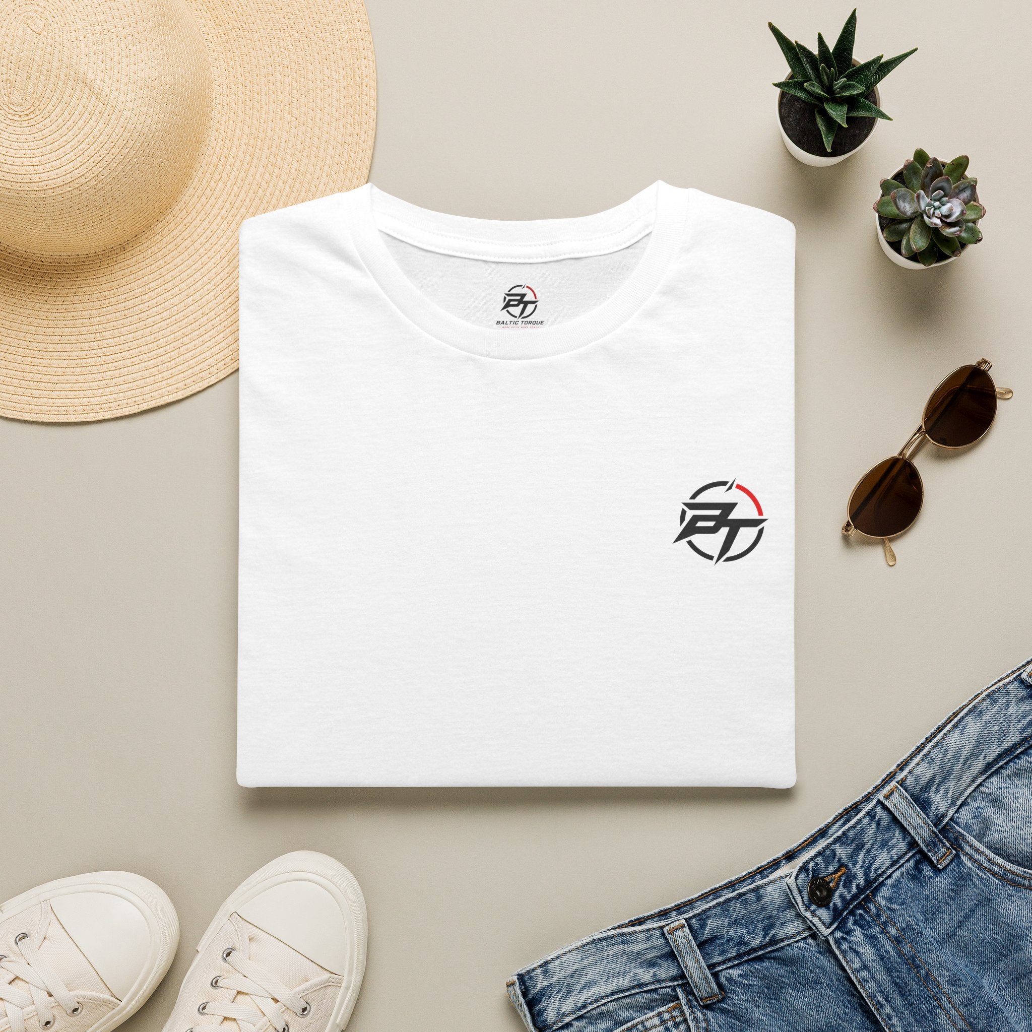 Minimalist Compass Logo T-Shirt — Small Chest Badge Graphic